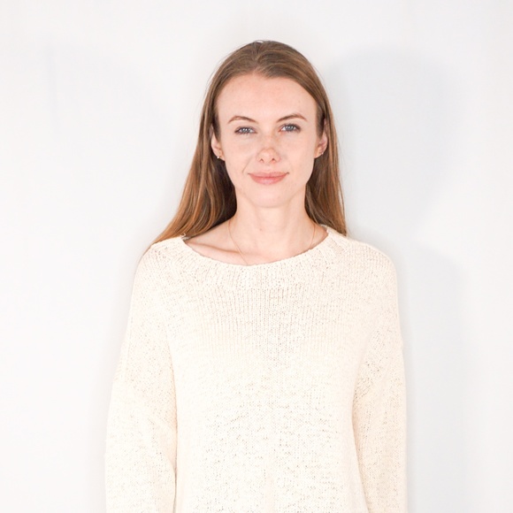 J. CREW Wide Rib Crewneck Sweater Cream Crop Knit - Picture 3 of 8